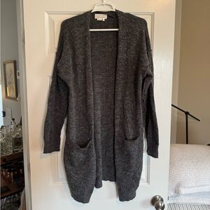 Anthropologie Charcoal Open Front Cardigan